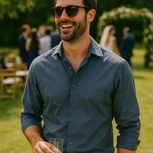 Bar III Men's Casual Blue Button Down Shirt